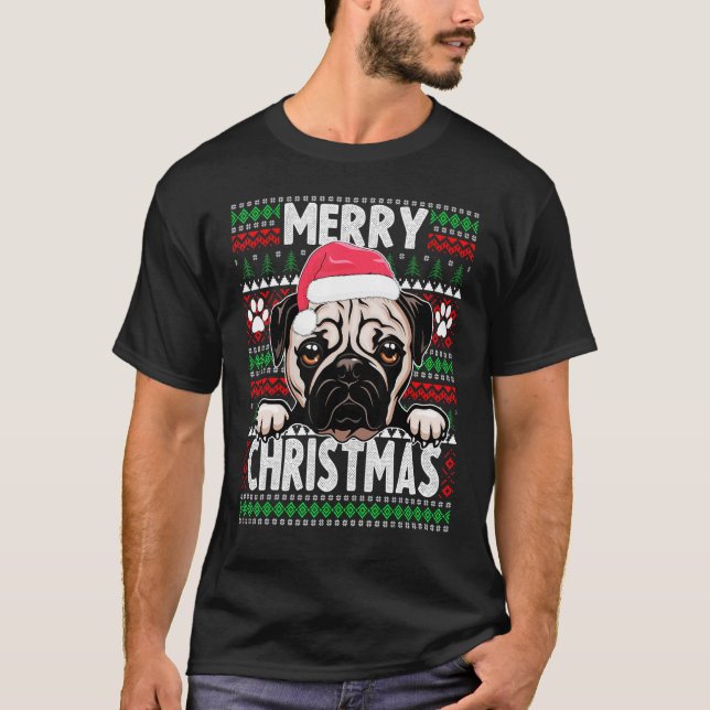 Söt hund pyjamas Pug hundar jul 1 T Shirt (Framsida)