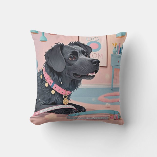 Söt hund rosa blå bling hund mamma kudde (Framsida)