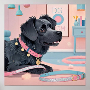 Söt hund rosa blå bling hund mamma poster