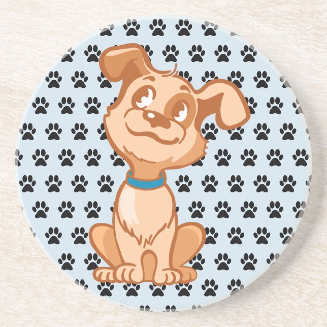 Söt Hund Sandsten Dricka Coaster Underlägg (Framsidan)