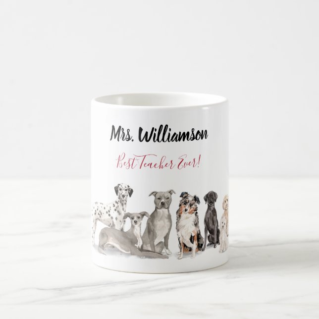 Söt hund skol lärare kaffemugg (Center)