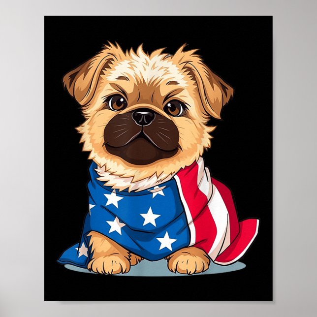 Söt Hund Sommar Flagga Us Minnesdag  Poster (Framsidan)