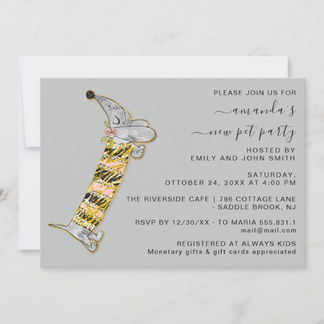 Söt Hund Söt Ny Ljusbröllopsfest Grå  Inbjudningar (Framsida)