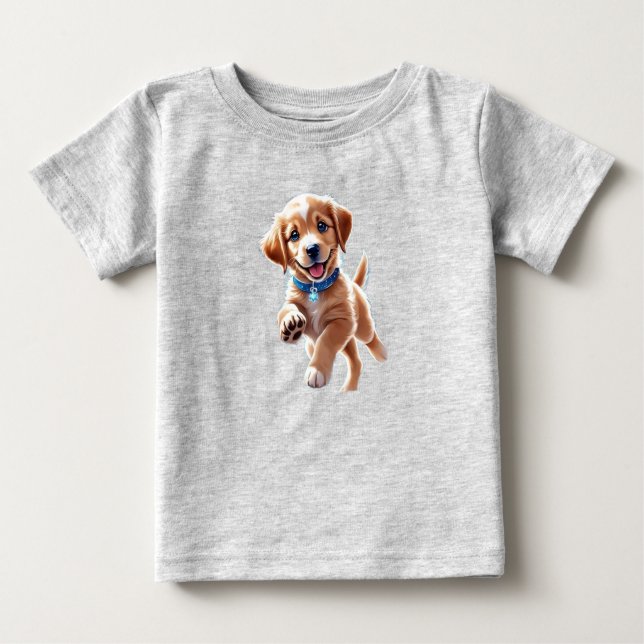 Söt hund T-shirt för bebisar  (Framsida)
