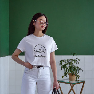 söt hund tass-pixelhuvud - guldfärgad hämtning vit t shirt