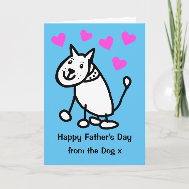 Söt hund tecknad fadersdags kort (Framsida)