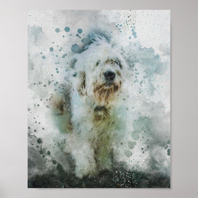 söt hund, vacker vattenfärgmålning poster (Framsidan)