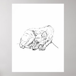 Söt hund väggkonst, tysk schäferhund konsttryck poster