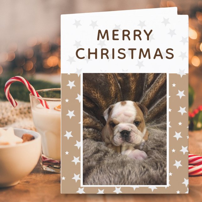 Söt hund valp foto stjärnor God Jul Helgkort (Skapare uppladdad)