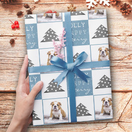 Söt Hund Valp Husdjur Typografi Julgran Foto Presentpapper