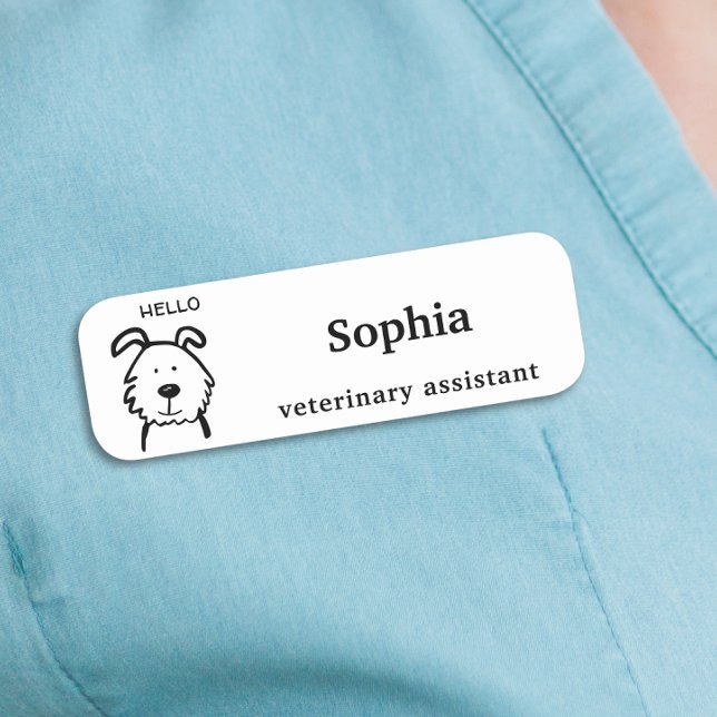 Söt Hund Veterinärassistent Namnbricka (Skapare uppladdad)