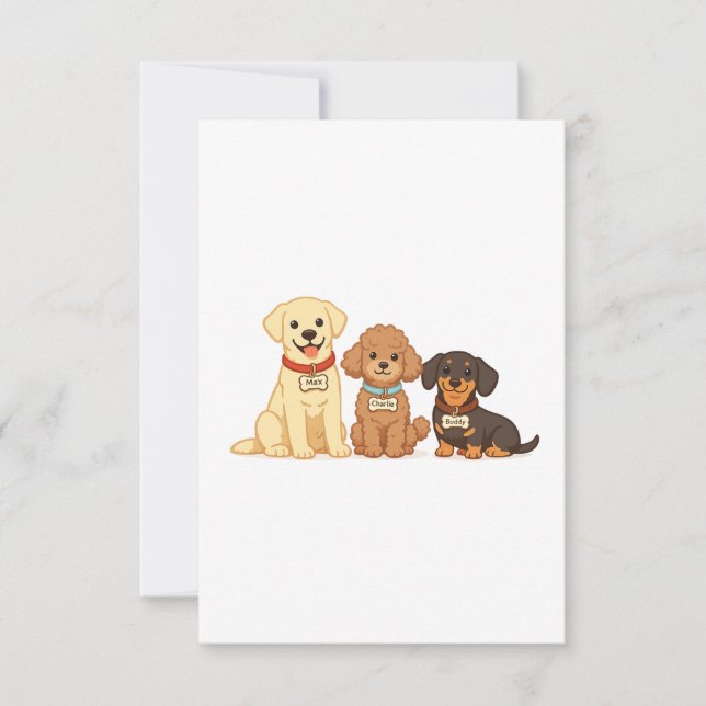 Söt Hundfamilj Vektorillustration Tack Kort (Framsida)