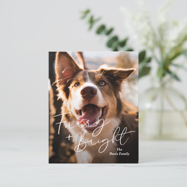 Söt hundfoto Modern budget julkort (Stående Fram)