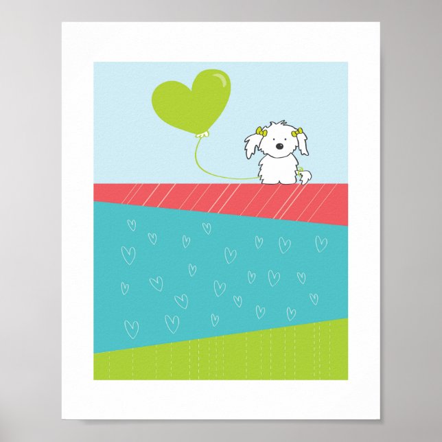 Söt Hundillustration | Barn Djur Konst Poster (Framsidan)