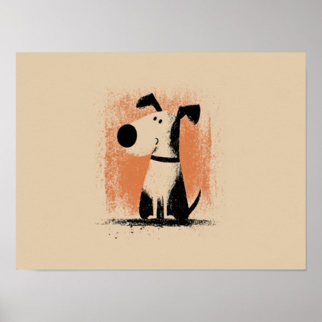 Söt Hundillustration – Minimalistisk Tecknad Hundk Poster (Framsidan)