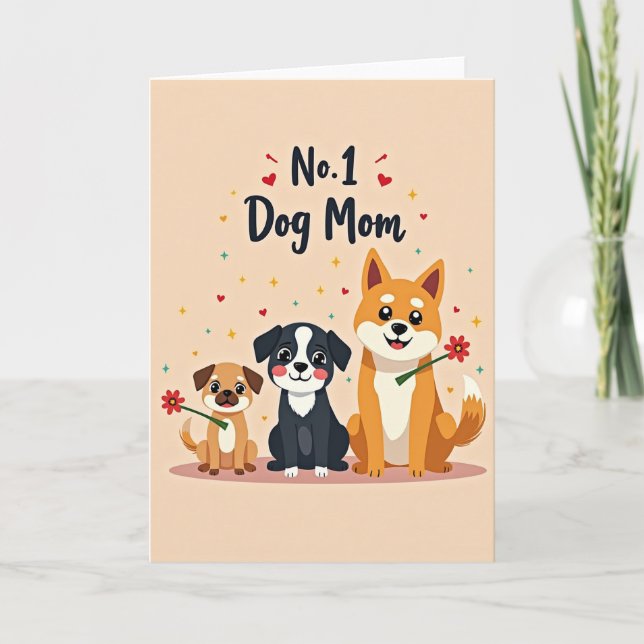 Söt Hundmamma Hjärtan Kort (Framsida)
