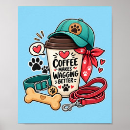 Söt Hundmamma Kaffe Gör Svansviftning Bättre Canva Poster