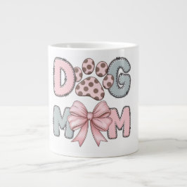 Söt hundmamma-mugg | Rosa båge Paw Print kaffekopp Jumbo Mugg