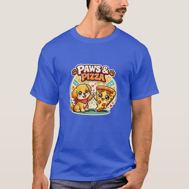 Söt hundmamma pizza skjorta – Paws & Pizza Tee – R (Framsida)