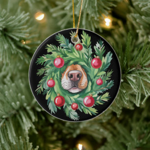 Söt hundnos jul hundmamma fest hundälskare julgransprydnad keramik