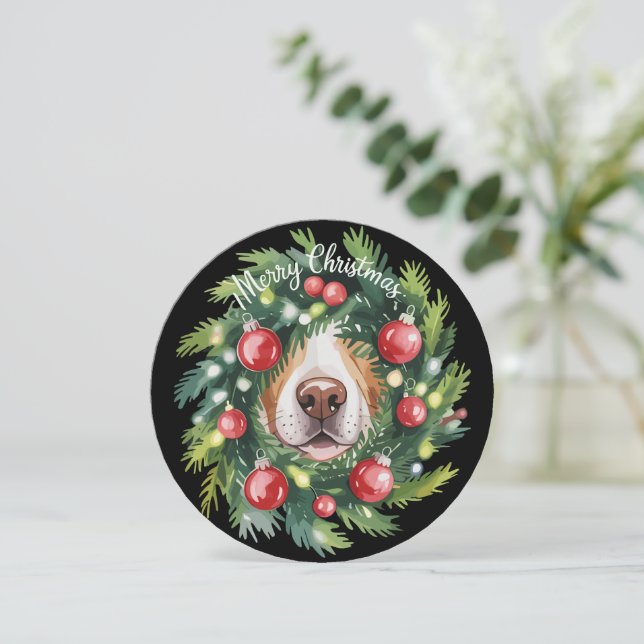 Söt hundnos julkrans hundmamma hundälskare  julkort (Stående Fram)