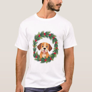 Söt hundnos julkrans jul hund mamma D T Shirt