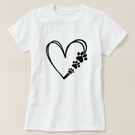 Söt hundpawshjärtor t-shirt present till djurägare