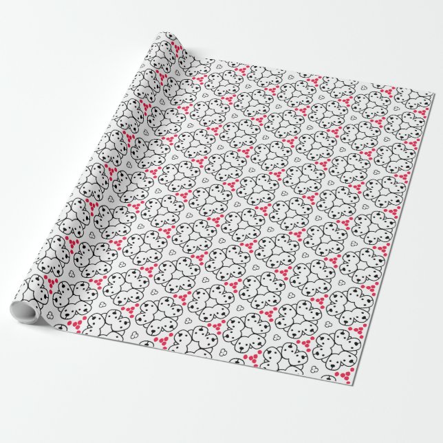 Söt hundtematisk mönsterdesign presentpapper (Utrullad)