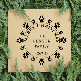 Söt hundvalp familj God Jul Stämpel