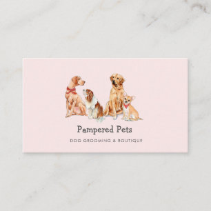 Söt hundvårds Pet-boutique Rosa Visitkort