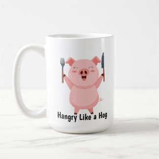 Söt hungrig gris dekalsticker kaffemugg