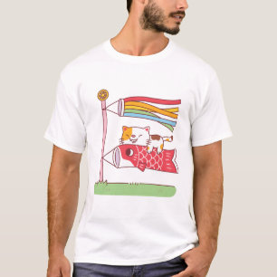 Söt hungrig katt som kramar Koinobori-karp rolig T Shirt