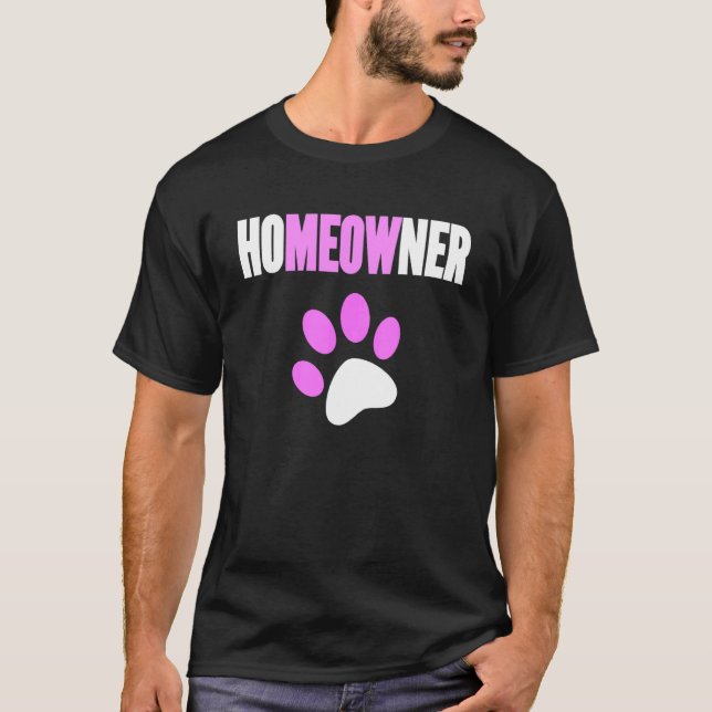 Söt husägarkatt jamar t shirt (Framsida)
