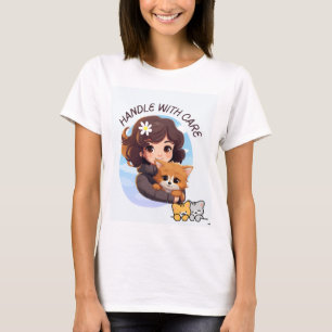 Söt husdjurkatt & trevlig t-shirt med konstdesign