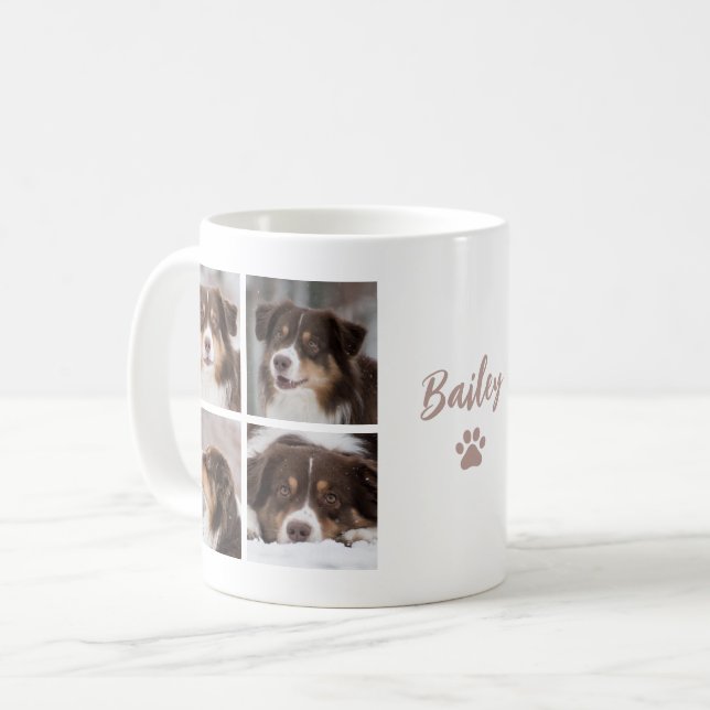 Söt husdjurs hund Anpassad 8 Foto Collage Kaffemugg (Framsida vänster)
