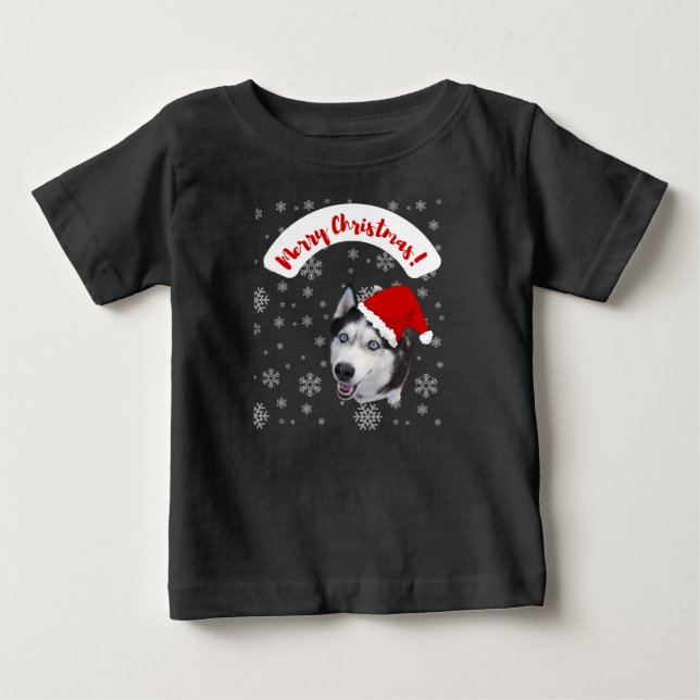 Söt husky hund i jultomten hat t shirt (Framsida)