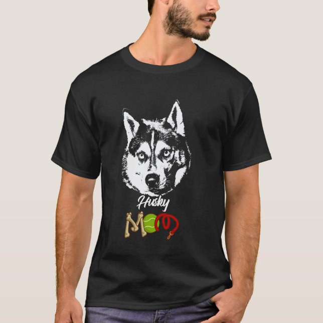Söt Husky Mamma T Shirt (Framsida)