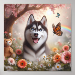 Söt Husky med ett ljuvt leende Poster