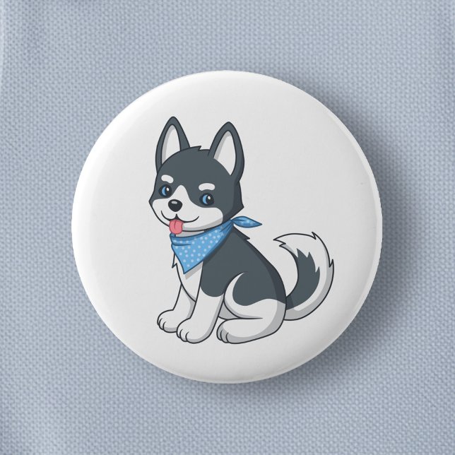 Söt Husky Valp Hund Knapp (Skapare uppladdad)