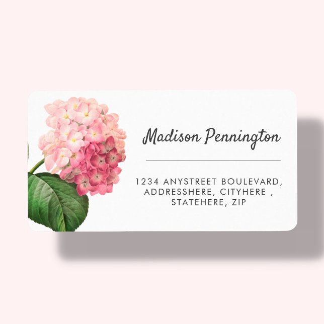 Söt Hydrangea Flower Return Address Label Adressetikett (Skapare uppladdad)
