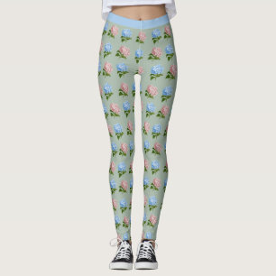 Söt Hydrangea Flowers Rosa Blue Blommigt Yoga Leggings
