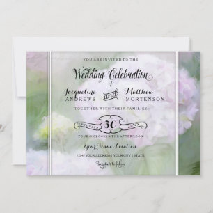 Söt Hydrangea Garden Flowers Script Typography Inbjudningar