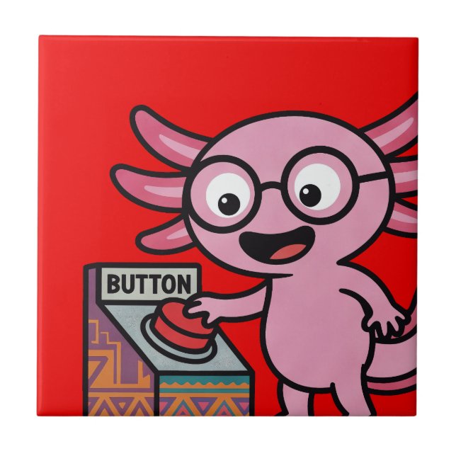 Söt I Axolotl Frågor aztec Oj röd knapp Kakelplatta (Framsidan)