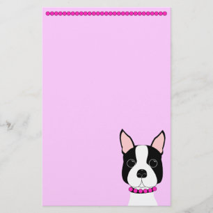 Söt i den rosa Boston terrieren Brevpapper