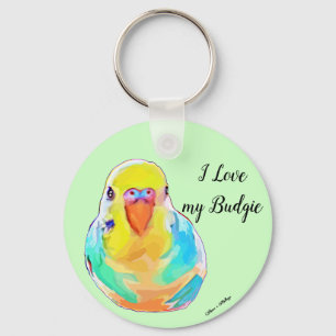 Söt i Kärlek Min Budgie Budgerigar Parakeet Bird Nyckelring
