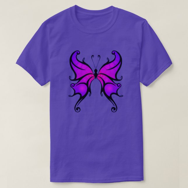 Söt i Lila Butterfly Comfortable Cotton-Sh T Shirt (Design framsida)