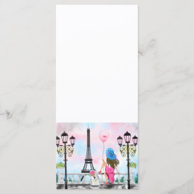 Söt i Paris Menu med Eiffel Torn Meny (Framsida)