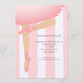 Söt i Rosa.  Barns Ballerina Födelsedagsfest Inbjudningar