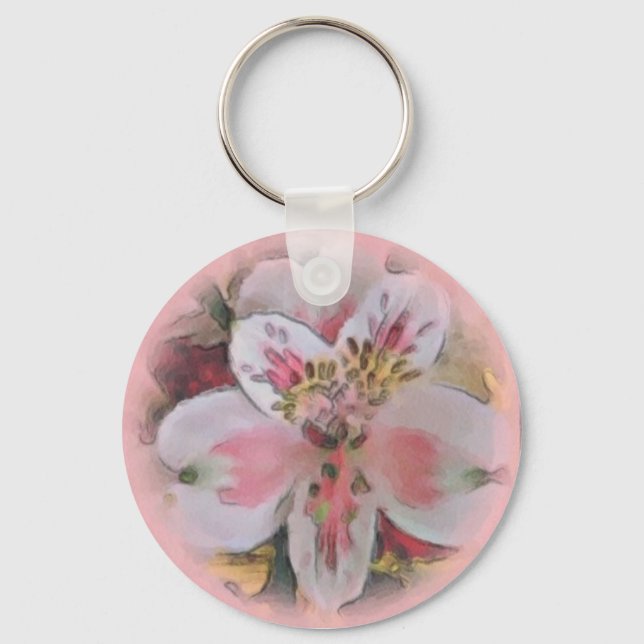 Söt i Rosa Blommigt Bouquet Keychain Nyckelring (Framsida)