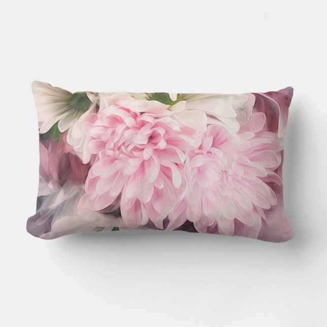 söt i rosa blommigt fotokonst lumbarkudde (Framsida)